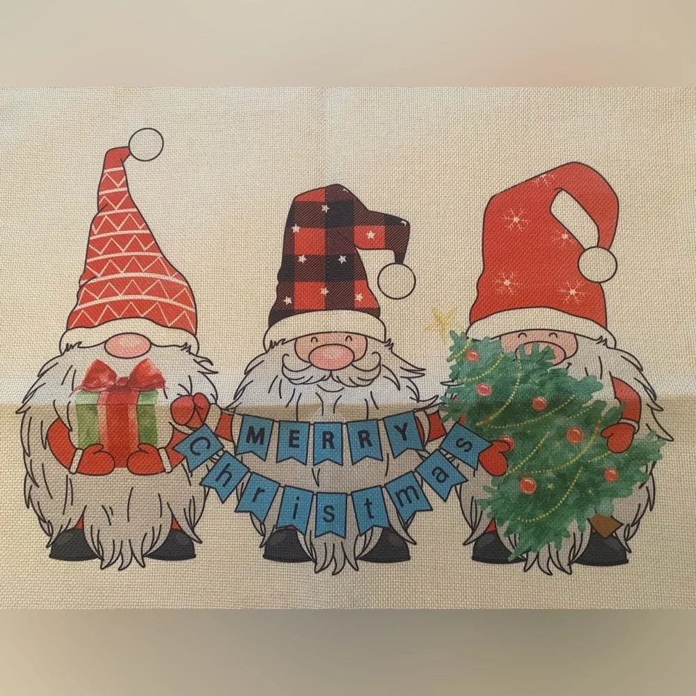 THREE SANTAS MERRY CHRISTMAS THROW PILLOW COVER 17” X 17.5” Holiday Home Decor